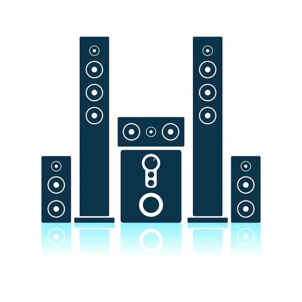 Icono Altavoces Del Sistema Audio Diseño Reflejo Sombra Ilustración Vectorial — Vector de stock