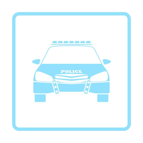 Politie Pictogram Vooraanzicht Blauw Frame Ontwerp Vector Illustratie — Stockvector