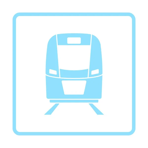 列車アイコン正面図 ブルーフレームデザイン ベクトルイラストレーション — ストックベクタ