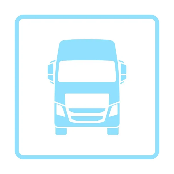 Caminhão Ícone Vista Frontal Desenho Moldura Azul Ilustração Vetorial —  Vetores de Stock