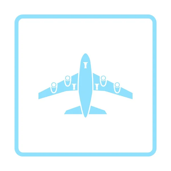 飛行機離陸アイコン正面図 ブルーフレームデザイン ベクトルイラストレーション — ストックベクタ