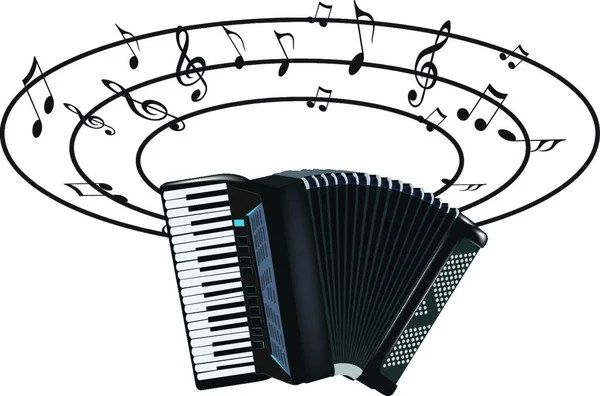 Akkordeon Musikinstrument Mit Noten — Stockvektor