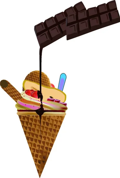 Assortiment Crème Glacée Chocolat — Image vectorielle