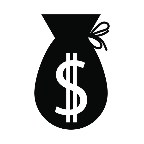 Ícone Saco Dinheiro Desenho Estêncil Preto Ilustração Vetorial — Vetor de Stock