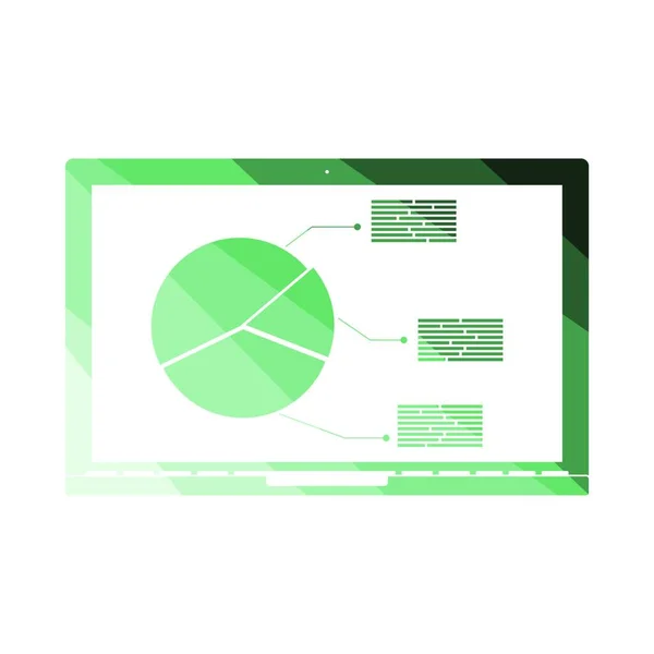 Ordinateur Portable Avec Icône Diagramme Analyse Conception Échelle Couleur Plate — Image vectorielle