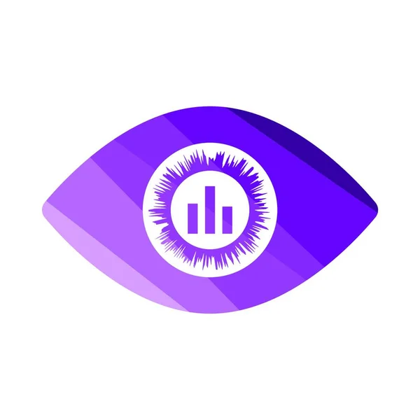 瞳のアイコンの内側の市場チャートと目 フラットカラーラダーデザイン ベクトルイラストレーション — ストックベクタ
