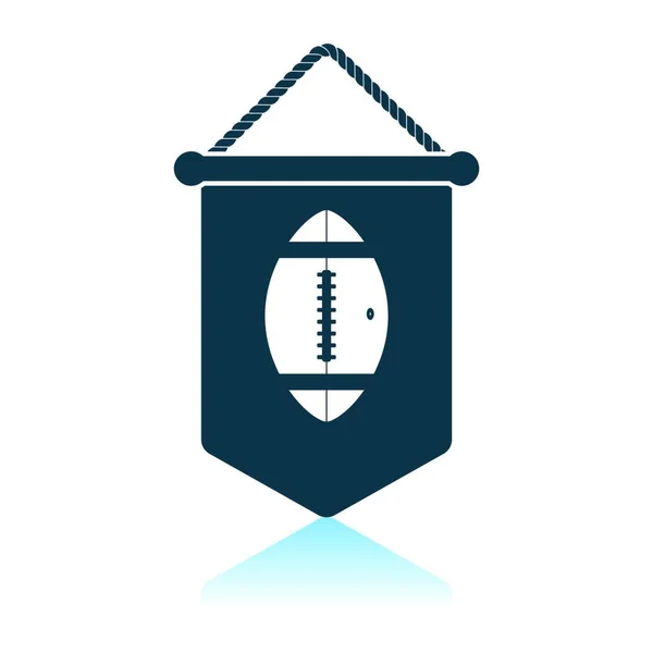 アメリカン フットボールのペナントのアイコン 影反射設計 ベクトル図 — ストックベクタ
