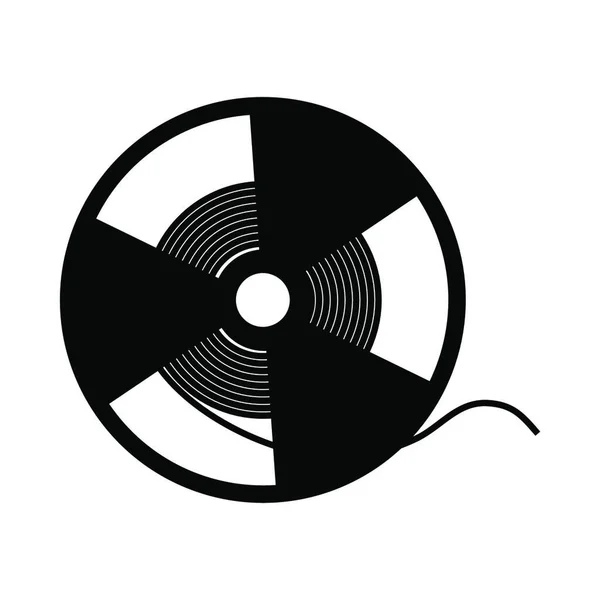Reel Tape Icon Черный Трафарет Векторная Миграция — стоковый вектор
