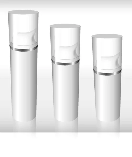 Μπουκάλι Airless Τριών Λευκών Ασημένιο Δαχτυλίδι Πλήρες Διάνυσμα — Διανυσματικό Αρχείο