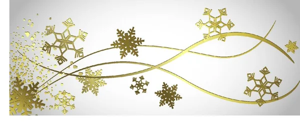 Diseño Banner Navidad Estrellado Copos Oro Vector Completo — Archivo Imágenes Vectoriales