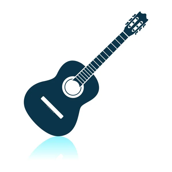 Pictogram Voor Akoestische Gitaar Schaduw Reflectie Ontwerp Vectorillustratie — Stockvector