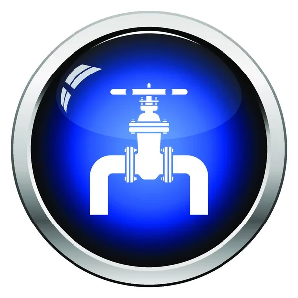 バルブとパイプのアイコン 光沢のあるボタンのデザイン ベクトル図 — ストックベクタ