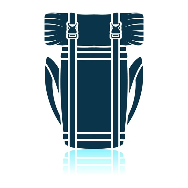 Кемпінг Значок Рюкзака Дизайн Відбиття Тіней Векторні Ілюстрації — стоковий вектор