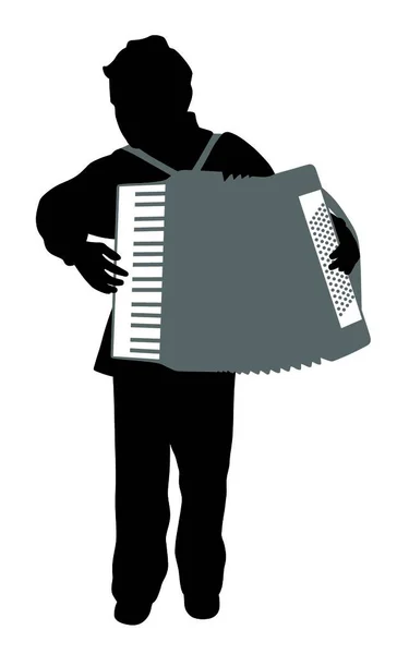 Illustration Eines Jungen Akkordeonspielers Isolierter Weißer Hintergrund Eps Datei Verfügbar — Stockvektor