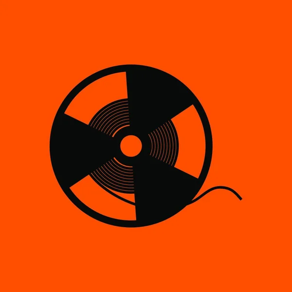 Spulband Symbol Schwarz Auf Orangefarbenem Hintergrund Vektorillustration — Stockvektor