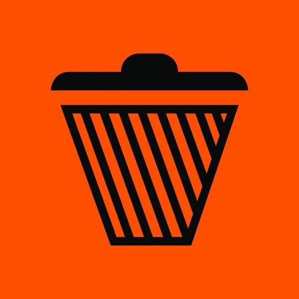 Εικονίδιο Κάδου Απορριμμάτων Μαύρο Στο Πορτοκαλί Φόντο Απεικόνιση Διανυσματικών Φορέων — Διανυσματικό Αρχείο
