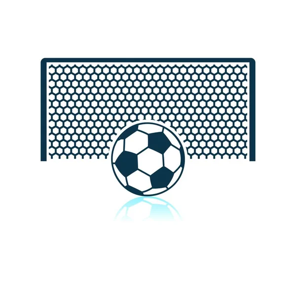 足球门与球在罚球点图标 阴影反射设计 矢量插图 — 图库矢量图片