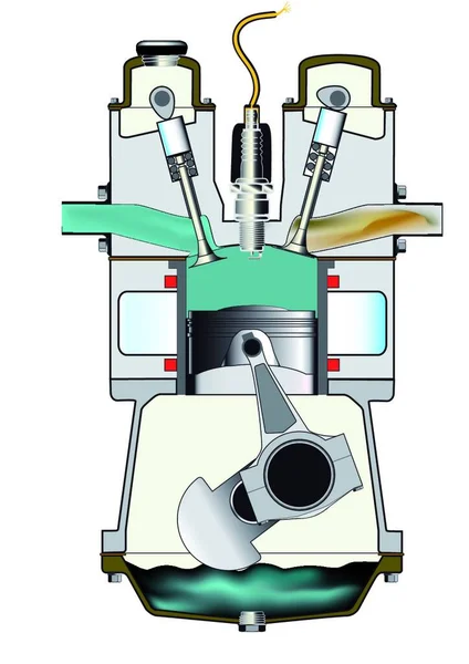 Inductie Slag Van Een Viertakt Benzinemotor Een Van Een Set — Stockvector