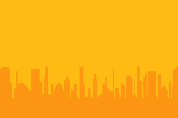 Eine Orangefarbene Stadtsilhouette Vor Einem Orangen Himmel — Stockvektor