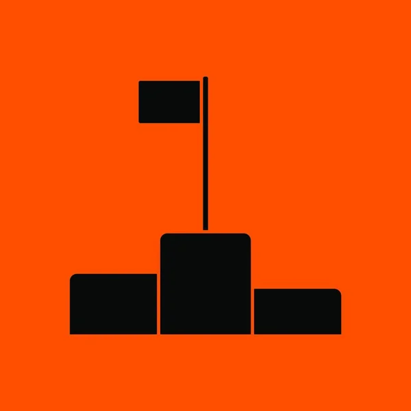 Piedestal Ikon Svart Orange Bakgrund Vektor Illustration — Stock vektor