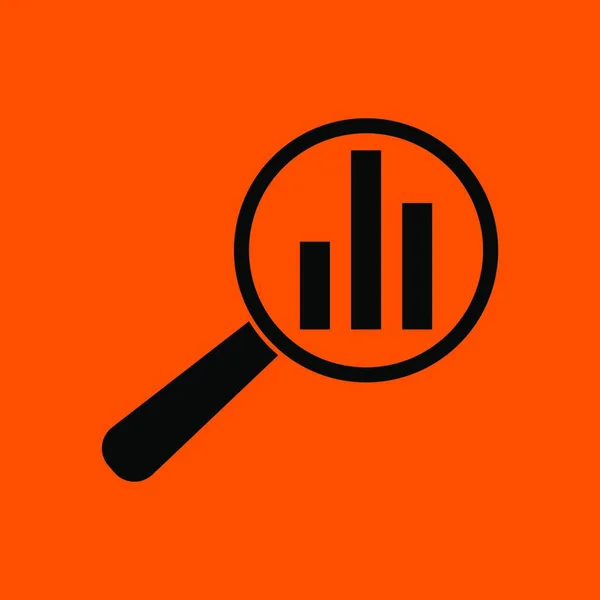 Ikonę Analytics Czarny Pomarańczowym Tle Ilustracja Wektorowa — Wektor stockowy