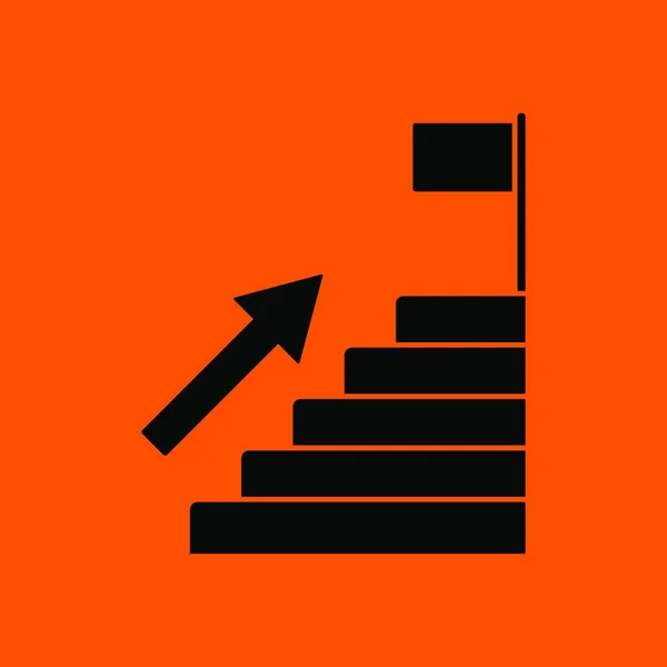 Лестница Иконе Чёрный Оранжевом Фоне Векторная Миграция — стоковый вектор