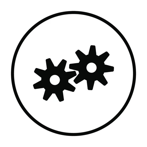 Tandwielpictogram Dunne Cirkel Stencil Ontwerp Vector Illustratie — Stockvector