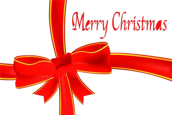 Una Etiqueta Navidad Con Una Cinta Roja Lazo Texto Feliz — Archivo Imágenes Vectoriales