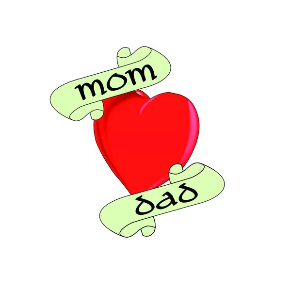 Una Imagen Estilo Tatuaje Del Logo Love Mom Dad — Vector de stock