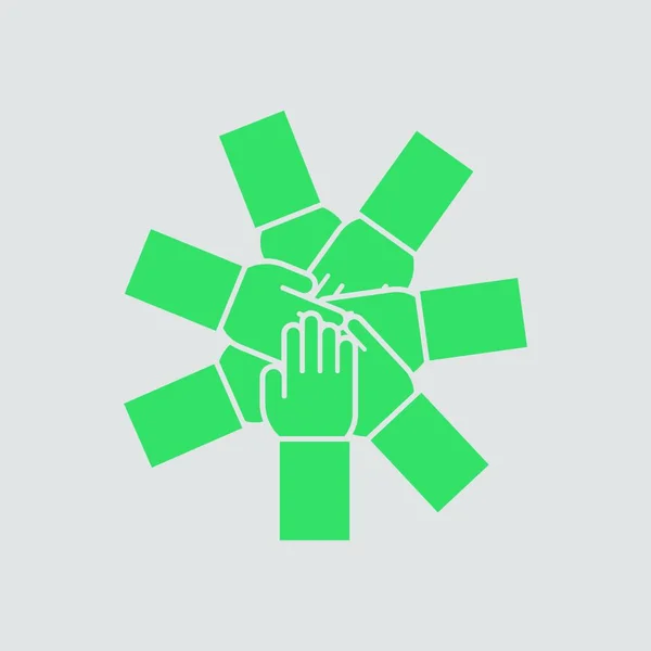 Ikona Jednoty Týmové Práce Zelená Šedém Pozadí Vektorová Ilustrace — Stockový vektor