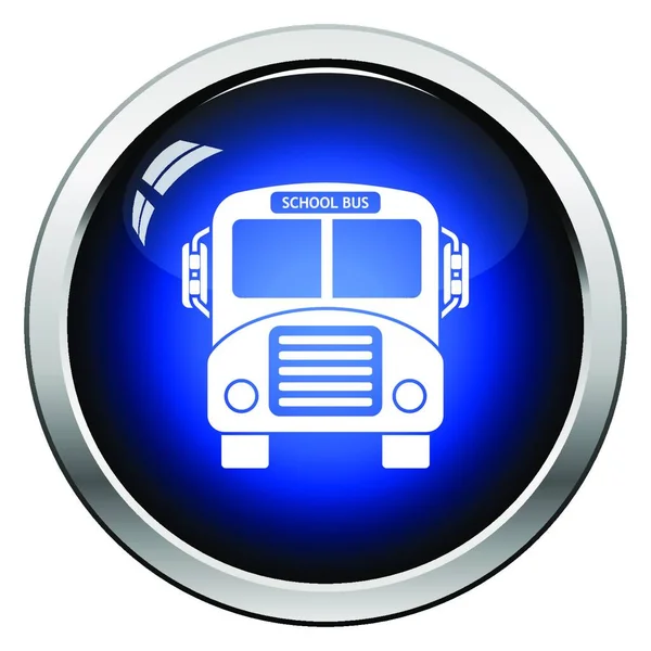 Schoolbus Icoon Glanzend Knop Ontwerp Vector Illustratie — Stockvector