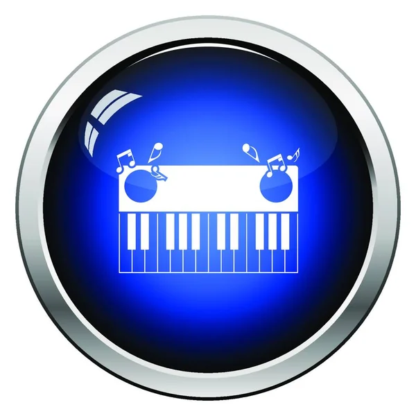Ikon För Piano Tangentbord Glänsande Knapp Design Vektor Illustration — Stock vektor
