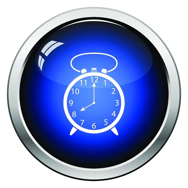 Ikona Zegara Alarmu Błyszczący Przycisk Design Ilustracja Wektorowa — Wektor stockowy
