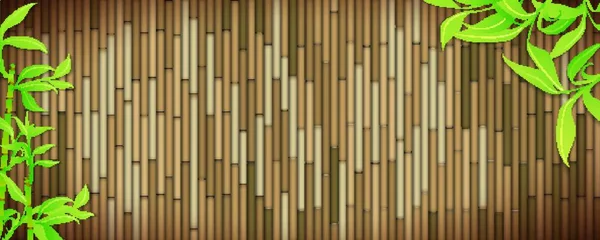 Green Bamboo Branches Full Vector Customizable Banner — Stock Vector