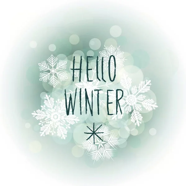 Hallo Winter Süße Illustration Mit Vektor Schneeflocken — Stockvektor
