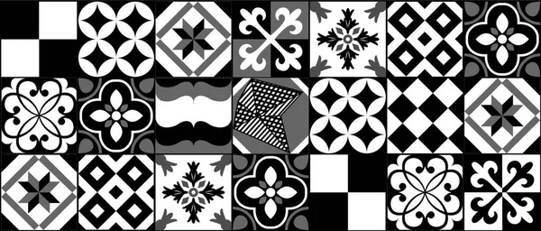 Black White Cement Tile Background Design — Stock Vector