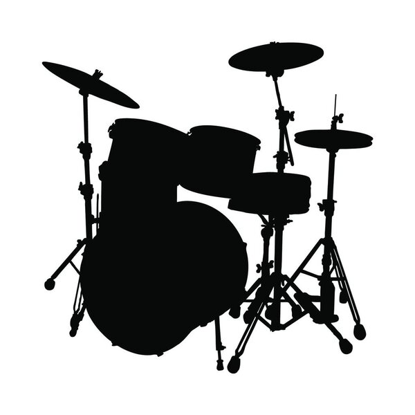 Conjunto Tambor Instrumento Musical Silueta Ilustración Vectorial — Vector de stock