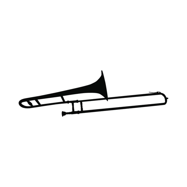 Trombone Wind Musical Instrument Silhouette Inglés Ilustración Vectorial — Vector de stock