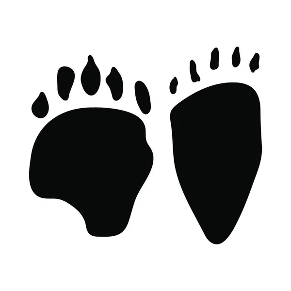 Asiatic Black Bear Footprint Black Silhouette Design Vector Illustration — Stock Vector