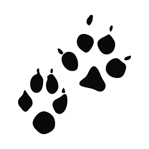 ラクーン犬の足跡 ブラックシルエットデザイン ベクターイラスト — ストックベクタ