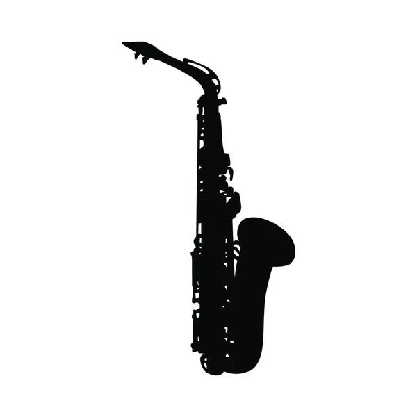 Saxophone Wind Musical Instrument Silhouette Vector Illustration — Stock Vector