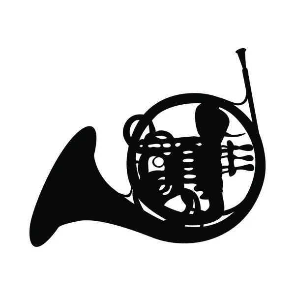 Silueta Instrumentos Musicales Viento Cuerno Francés Ilustración Vectorial — Vector de stock