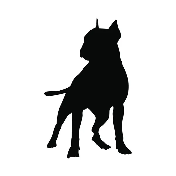 Pit Bull Terrier Dog Silhouette Inglês Ilustração Suave Vetor — Vetor de Stock