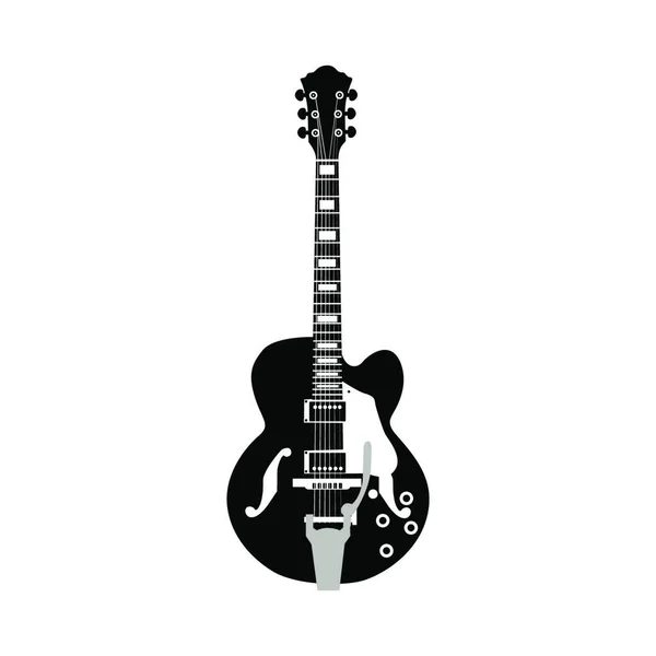 Elektromos Gitár String Musical Instrument Silhouette Vektoros Illusztráció — Stock Vector