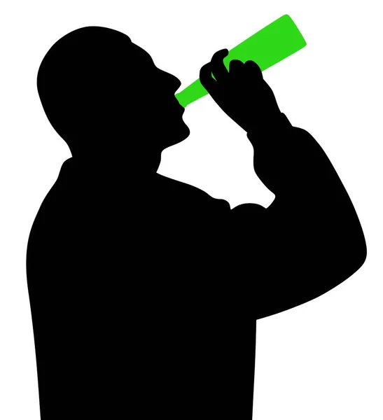 Illustratie Van Een Man Drinken Van Alcohol Uit Fles Alcoholisme — Stockvector