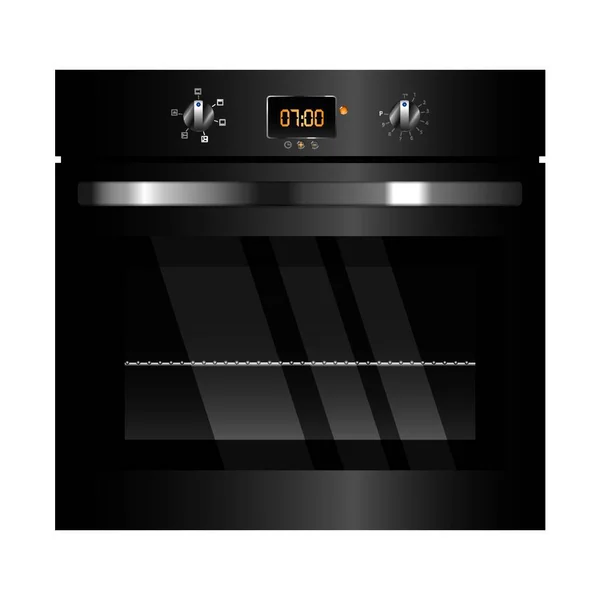 Vector Horno Eléctrico Electrodomésticos Cocina Diseño Negro — Vector de stock