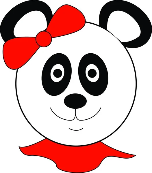 Flicka Panda Björn Med Röd Huvud Båge Illustration Vektor Vit — Stock vektor