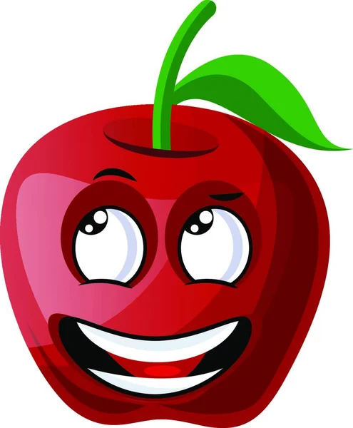 Ευτυχισμένος Κόκκινο Μήλο Εικόνα Διάνυσμα Λευκό Φόντο — Διανυσματικό Αρχείο