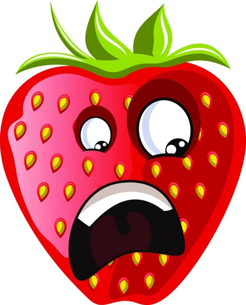 Affraid Strawberry Face Illustration Vector White Background — Stock Vector