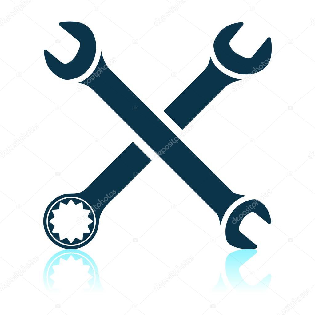Crossed Wrench Icon. Shadow Reflection Design. Vector Illustration.